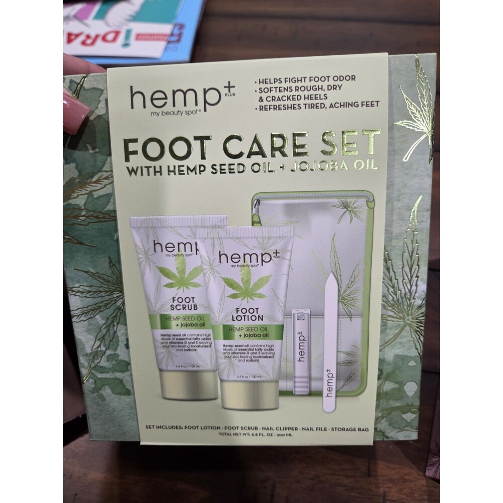 Hemp+ Body Foot Care 5 Piece Set Kit Hemp Seed Oil Jojoba Oil Pedicure Gift HB